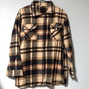 Cozy Plaid Flannel Shacket, Size S women
